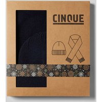 Cinque Schal und Mütze aus Woll-Mix im Set in Dunkelblau, Größe 1 von CINQUE