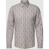 Cinque Slim Fit Freizeithemd mit Allover-Muster Modell 'Space' in Taupe, Größe M von CINQUE