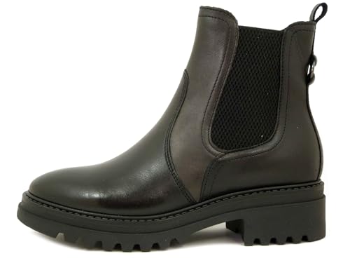CINZIA SOFT 200687 Damen-Stiefeletten aus Leder, Schwarz und Grau, mit Gummizug, niedriger Absatz 4 cm, Schwarz und Grau., 38 EU von CINZIA SOFT