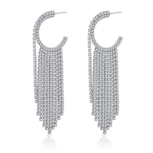 Kristallohrringe für Frauen Eardrop baumeln Kronleuchter Lange böhmische Fransen baumelnde Ohrringe Strass Boho Quaste Ohrringe Hochzeit Brautjungfer, Quaste, Kein Edelstein von CIOOU