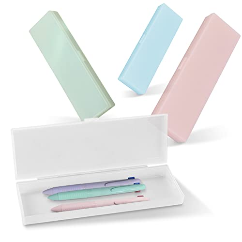 CIOUYAOS 4er-Pack Durchsichtige Federmäppchen, Kunststoff-Federmäppchen, Kleine Aufbewahrungsbox, Schreibwaren-Organizer, Büro- und Schulbedarf für Schreibwaren für Schüler von CIOUYAOS