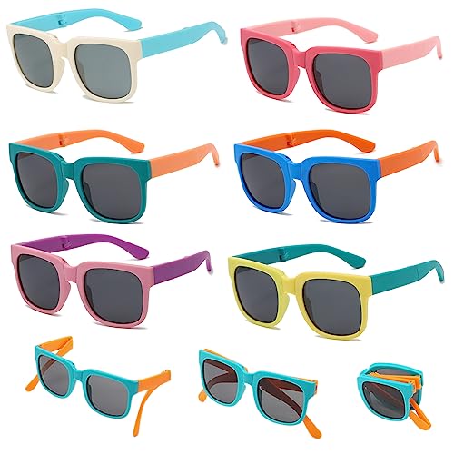 CIOUYAOS 6 Pack Sonnenbrille Kinder Faltbare, Mädchen Jungen Baby Sonnenbrille mit UV-Schutz, Jahre 3-10 Kinder Multipack Multicolour faltbare Frame Brillen für Party Favors Outdoor CIOUYAOS 6 Pack Sonnenbrille Kinder Faltbare, Mädchen Jungen Baby Sonnenbrille mit UV-Schutz, Jahre 3-10 Kinder Multipack Multicolour faltbare Frame Brillen für Party Favors Outdoor von CIOUYAOS
