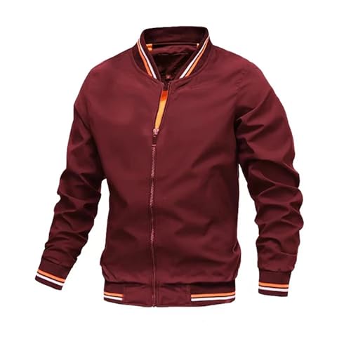 Frühling Herbst Bomber Jacke Männer Casual Windjacke Jacke Mantel Männer Outwear Zipper Stehkragen Militär Jacke Herren (Color : Red, Size : M) von CIRONI