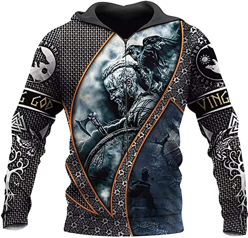 Viking 3D -Druck Odin Rune Herren Hoodie, Warriors Rüstung Sweatshirt Nordic Mythology Fashion Lose Pullover übergroße Freizeitjacke Viking 3D -Druck Odin Rune Herren Hoodie, Warriors Rüstung Sweatshirt Nordic Mythology Fashion Lose Pullover übergroße Freizeitjacke von CIRVME