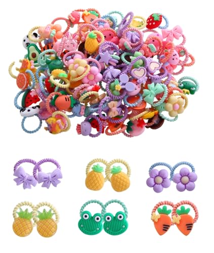 100pcs Mix Farben Mädchen Elastische Haarbänder Weiche Gummibänder Haarbänder Halter Pigtails Haarzubehör für Mädchen Kleinkinder Kleinkinder Kinder Teens und Kinder 100A von CISMARK
