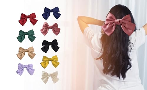 Bmobuo große Haarschleifen für Damen und Mädchen, Satin, übergroßer Knoten, große Haarschleifen, Clips, Schleife, Haarspange für Damen, französisches Haar-Accessoire für Frauen und Mädchen, 9 Stück von CISMARK