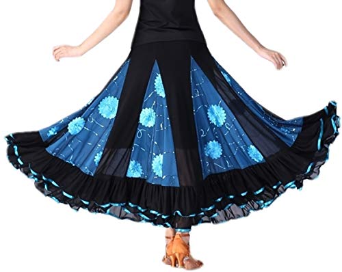 Eleganter Micro Fiber Long Swing Ballsaal Latin Dance Rock für Mädchen Lake Blue One Size von CISMARK
