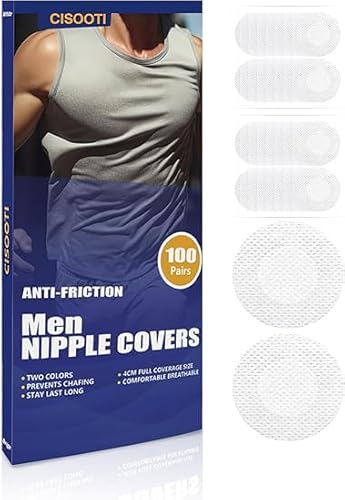 CISOOTI 100 Paar (200 Stück) Brustwarzenabdeckung für Herren, verstecktes Brustwarzenband, Anti-Scheuern, Nippelabdeckungen für Sport und Alltag, Weiss/opulenter Garten, Large von CISOOTI