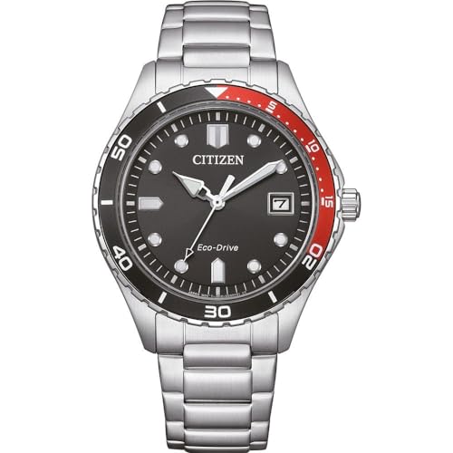 Citizen Armbanduhr Eco-Drive Solar 36 MM mit Edelstahl Gliederband Silberfarben/Schwarz AW1820-81E von CITIZEN