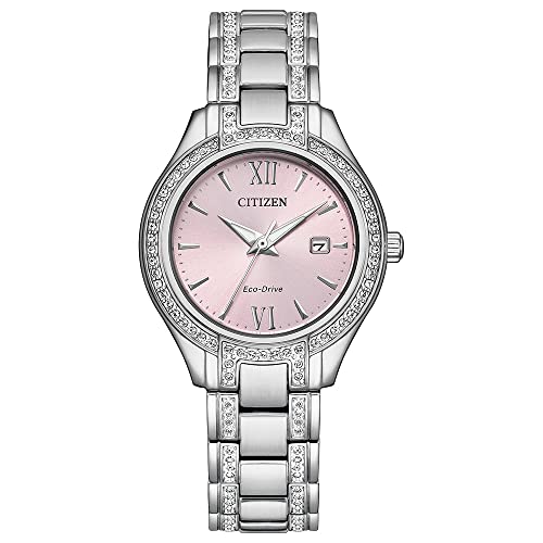 Citizen Damen Silhouette Kristall Silberfarbenes Gehäuse Rosa Zifferblatt (FE1230-51X), Rosa, Klassisch von CITIZEN