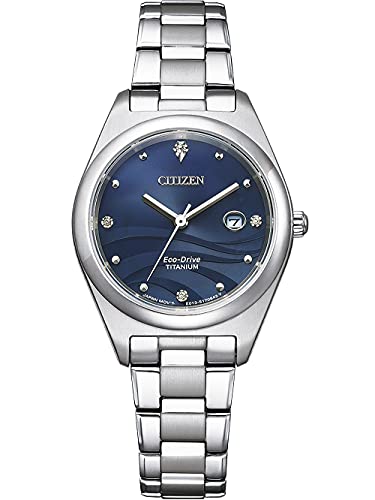 Citizen Damen-Uhren Analog Eco-Drive One Size Silber, Dunkelblau 32017773 von Citizen