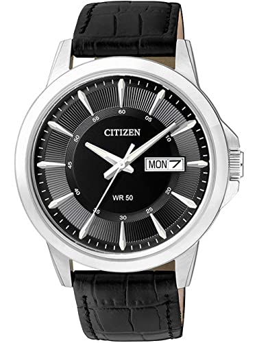 Citizen Herren Analog Quarz Uhr mit Leder Armband BF2011-01EE, Schwarz von Citizen