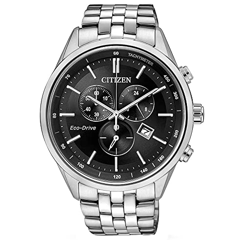 Citizen Herren Chronograph Quarz Uhr mit Edelstahl Armband AT2141-87E, Schwarz von Citizen