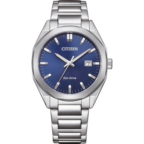 Citizen Herrenuhr Eco-Drive Solar 38 MM mit Edelstahl Gliederband Silberfarben/Blau BM7620-83L von CITIZEN