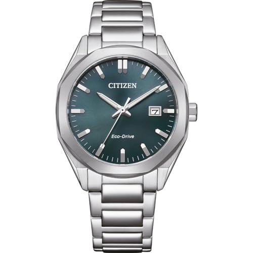 Citizen Herrenuhr Eco-Drive Solar 38 MM mit Edelstahl Gliederband Silberfarben/Grün BM7620-83X von CITIZEN