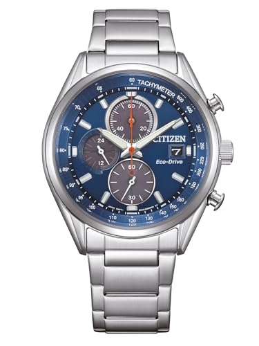 Citizen Herrenuhr Eco-Drive Solar Chronograph 40MM mit Gliederband Silberfarben/Blau CA0459-79L von CITIZEN