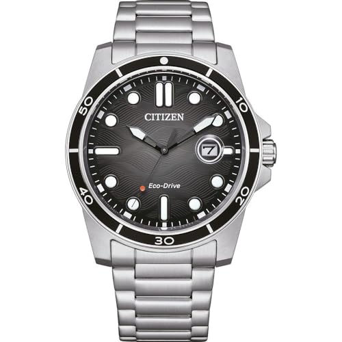 Citizen Herrenuhr Eco-Drive Solar mit Edelstahl Gliederband Silberfarben/Schwarz AW1816-89E von CITIZEN