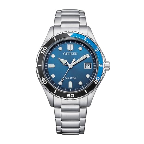 CITIZEN Eco Drive Marine AW1821-89L time-only Unisex Watch with Steel Blue Background von CITIZEN