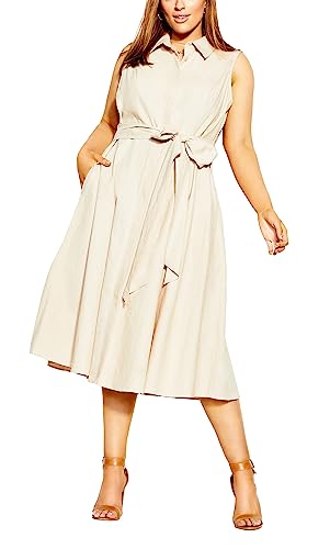 CITY CHIC Damen Plus Size Dress Shirt Detail Kleid, Pearl, 50 CITY CHIC Damen Plus Size Dress Shirt Detail Kleid, Pearl, 50 von City Chic