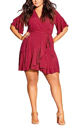 CITY CHIC Damen Plus Size Fiesta Fun Kleid, Rhabarberfarben, 42 von CITY CHIC