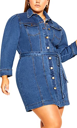 CITY CHIC Damen Plus Size Girly Utility Kleid, Mid-Denim, 40 von City Chic