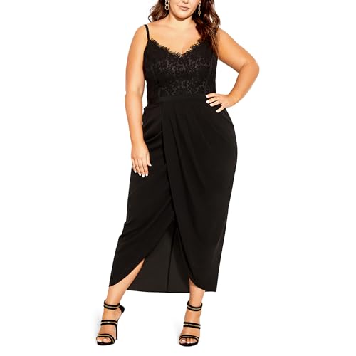 CITY CHIC Damen Plus Size Lace Touch Ff Kleid, Schwarz, 48 von CITY CHIC