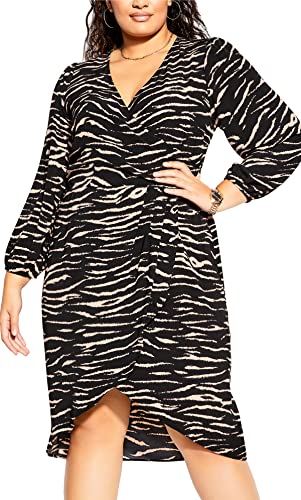 CITY CHIC Damen Plus Size Luxe Kleid, Schwarzer Tiger, 40 von CITY CHIC