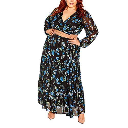 CITY CHIC Damen Plus Size Maxi Blue Blossom Kleid, Blaue Blüte, 50 von CITY CHIC