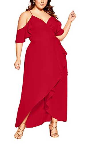 CITY CHIC Damen Plus Size Maxi Elegant Ff Kleid, scharlachrot, 48 von CITY CHIC