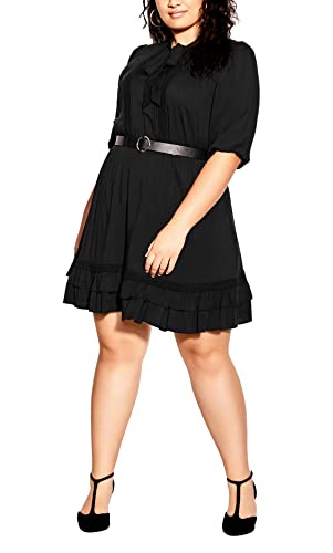 CITY CHIC Damen Plus Size Precious E/S Kleid, Schwarz, 42 von CITY CHIC