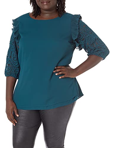 CITY CHIC Damen Plus Size TOP LACE Breeze Klassisches Hemd, Emerald, 48 Mehr von City Chic