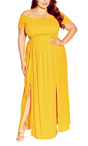 CITY CHIC Damen Übergröße Maxi Summer Passion Kleid, zitrusgelb, 48 Plus von CITY CHIC