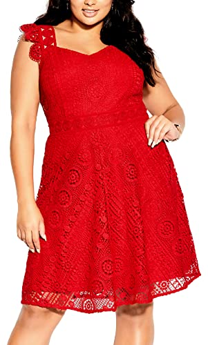 CITY CHIC Damen Übergröße mit zarter Spitze Kleid, Lipstick, 46 von CITY CHIC