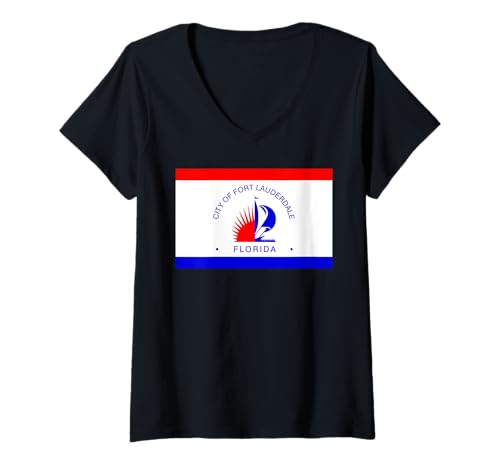 Damen Fort Lauderdale Florida Stadtflagge Symbol Banner T-Shirt mit V-Ausschnitt Damen Fort Lauderdale Florida Stadtflagge Symbol Banner T-Shirt mit V-Ausschnitt von CITY OF FORT LAUDERDALE