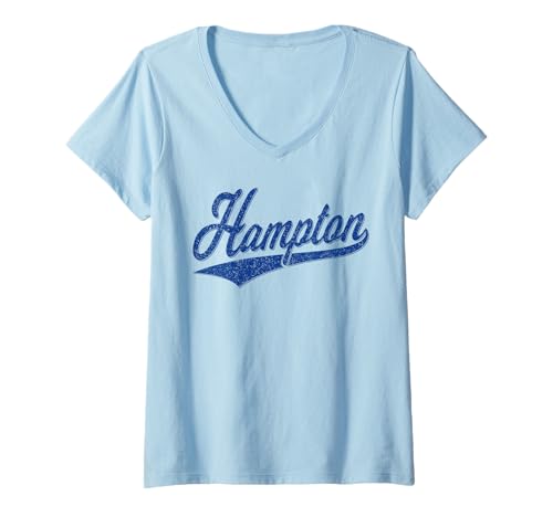 Damen Hampton Virginia Variety Script, klassisches Sporttrikot T-Shirt mit V-Ausschnitt Damen Hampton Virginia Variety Script, klassisches Sporttrikot T-Shirt mit V-Ausschnitt von CITY OF HAMPTON VA RETRO VINTAGE SCRIPT JERSEY