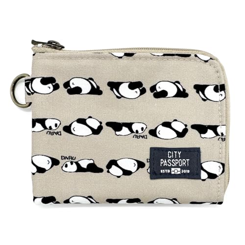 CITY PASSPORT All-in-One Passcase Compact Coin & Card Case Slim, Multi-Functional Travel Wallet, Panda Beige von CITY PASSPORT