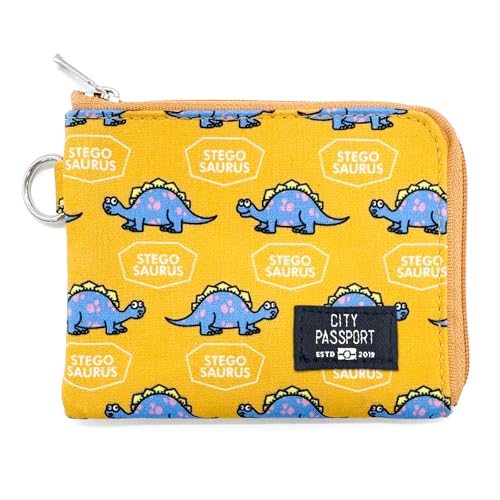 CITY PASSPORT All-in-One Passcase Kompaktes Münz- und Kartenetui, schlank, multifunktional, Reisebrieftasche, Dinosaurier-Orange von CITY PASSPORT