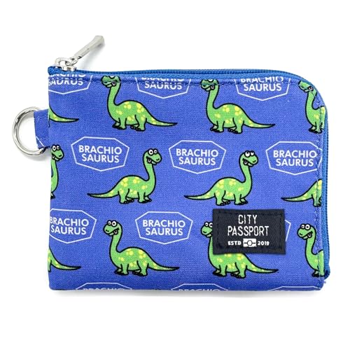 CITY PASSPORT All-in-One Passcase Kompaktes Münz- und Kartenetui, schlank, multifunktional, Reisebrieftasche, Dinosaurier blau von CITY PASSPORT