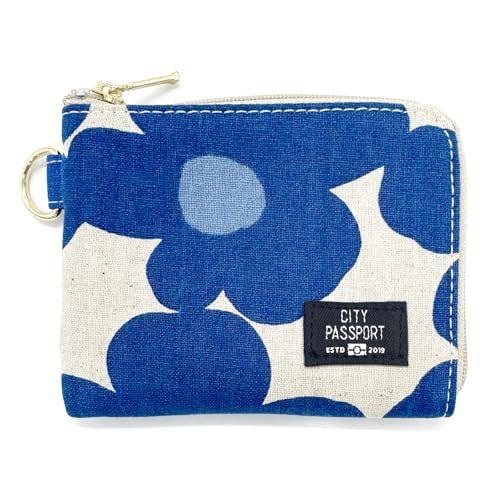 CITY PASSPORT All-in-One Passcase Kompaktes Münz- und Kartenetui, schlank, multifunktional, Reisebrieftasche, Nordic Flower Blue von CITY PASSPORT