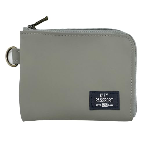 CITY PASSPORT Wasserdichte All-in-One Passcase Mini Wallet Compact Coin & Card Case für Reisen, Grau, All-in-One-Pass-Hülle von CITY PASSPORT