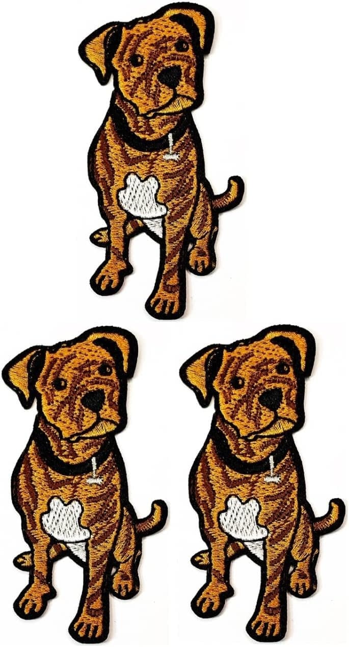 3Pcs. Brown American Staffordshire Terrier Dog Patch Embroidered Patches For Clothe Jeans Jackets Hats Backpacks Costume Sewing Diy Patches 3Pcs. Brown American Staffordshire Terrier Dog Patch Embroidered Patches For Clothe Jeans Jackets Hats Backpacks Costume Sewing Diy Patches von CITYPATCHTH