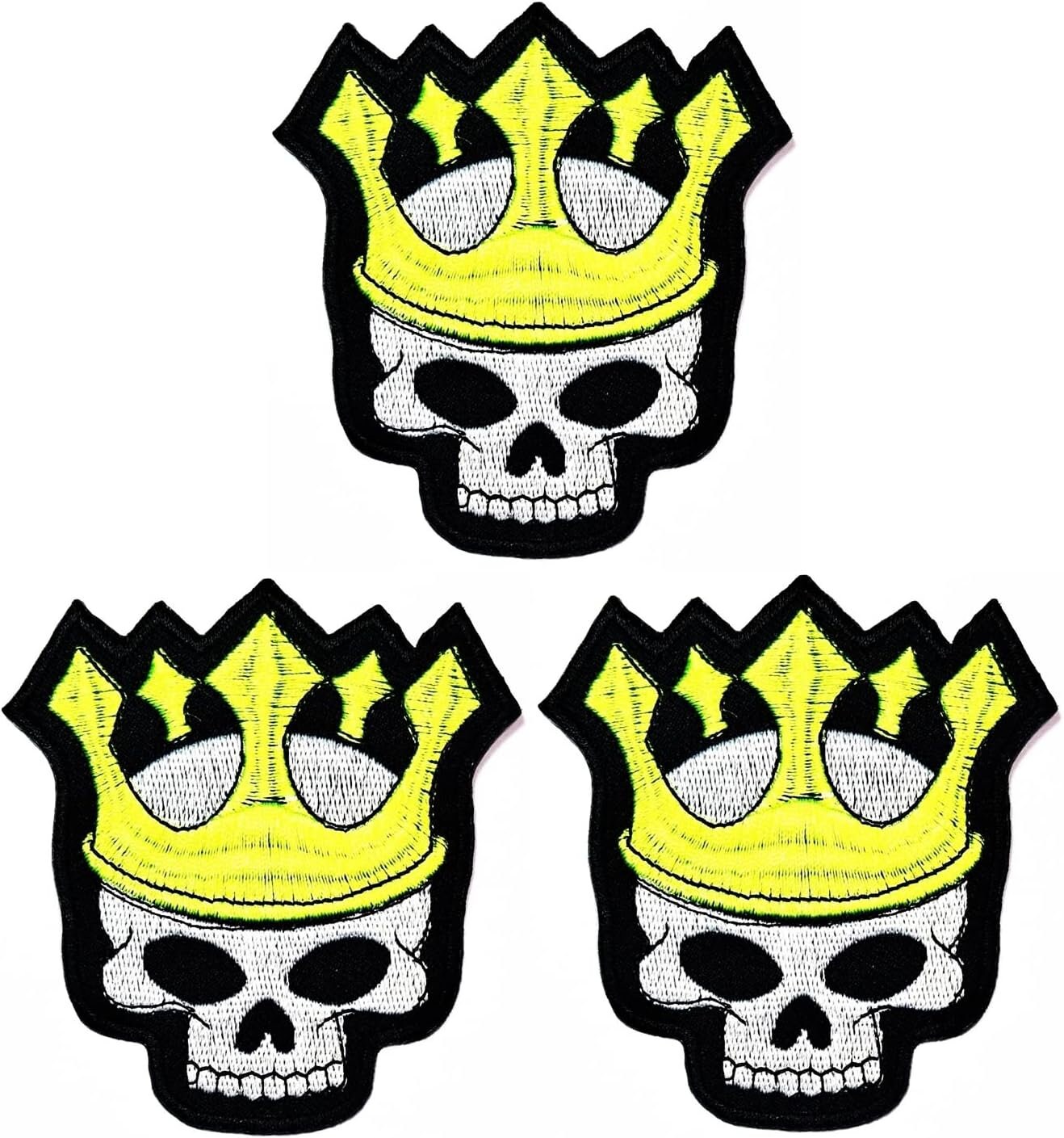3Pcs. Green Crown Skull Sew Iron On Embroidered Patches Stickers Craft Projects Accessory Sewing Diy Emblem Clothing Costume Appliques Bags von CITYPATCHTH