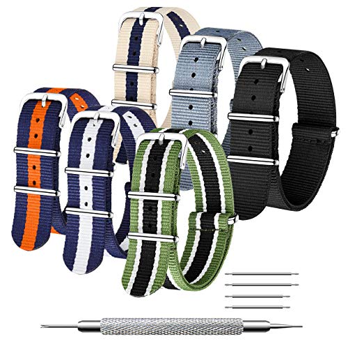 CIVO Armband Uhrenarmbänder Nylon Armband Nylon Ballistic Uhrenarmbänder 6 Packungen klare Farbe Nylon Ersatz Uhrenarmbänder für Männer Frauen Uhrenarmbänder von CIVO