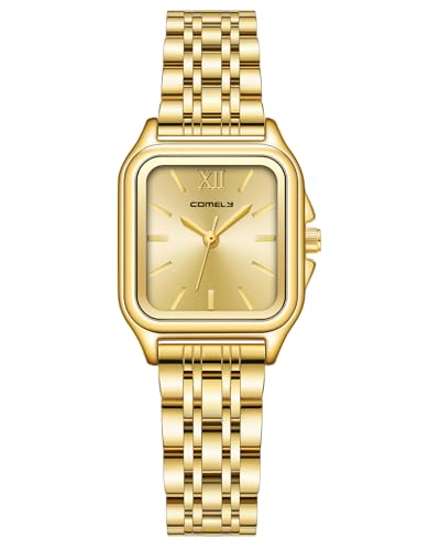 CIVO Armbanduhr Damen Gold Analog: Einfach Eckig Quarz Uhr für Frauen - Edelstahl Wasserdicht Damenuhr Schöne Geschenke von CIVO
