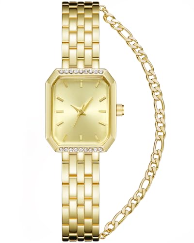 CIVO Armbanduhr Damen Gold Edelstahl Rechteck Analog Damenuhr mit Armband Minimalistisch Designer Wasserdicht Quarz Uhr Frauen von CIVO