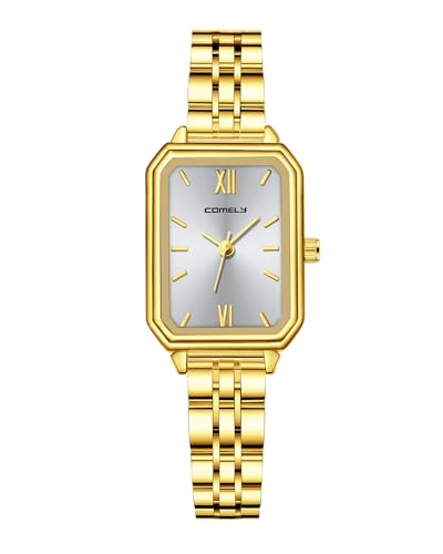CIVO Armbanduhr Damen Gold Wasserdicht: Klein Analog Edelstahl Uhr Damen - Lässig Rechteckig Quartz Damenuhr - Stilvoll Geschenke für Frauen von CIVO