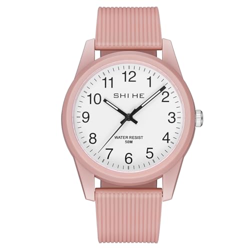 CIVO Armbanduhr Damen Großes Gehäuse Analog Damenuhr 50M Wasserdicht Rosa Silikon Armband Minimalistic Uhr Damen Mode Leuchtend Quarz Sportuhr Kinder, Geschenke für Frauen von CIVO