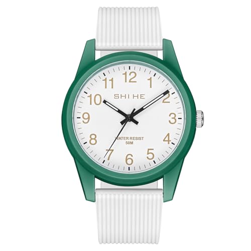 CIVO Armbanduhr Damen Großes Gehäuse Analog Damenuhr 50M Wasserdicht Weiß Silikon Armband Minimalistic Uhr Damen Mode Leuchtend Quarz Sportuhr Kinder, Geschenke für Frauen von CIVO