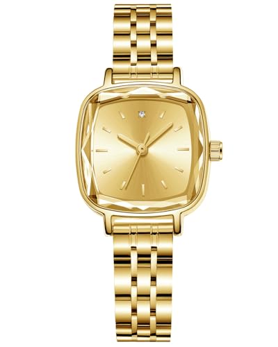 CIVO Armbanduhr Damen Klein Mode: Analog Klassisches Rechteckig Damenuhr - Gold Edelstahl Luxus Kleid Uhren für Frauen von CIVO