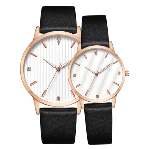 CIVO Armbanduhr Herren Damen Schwarz: Analog Quarz Paar Uhren - Lederarmband Wasserdicht Herrenuhr Damenuhr von CIVO